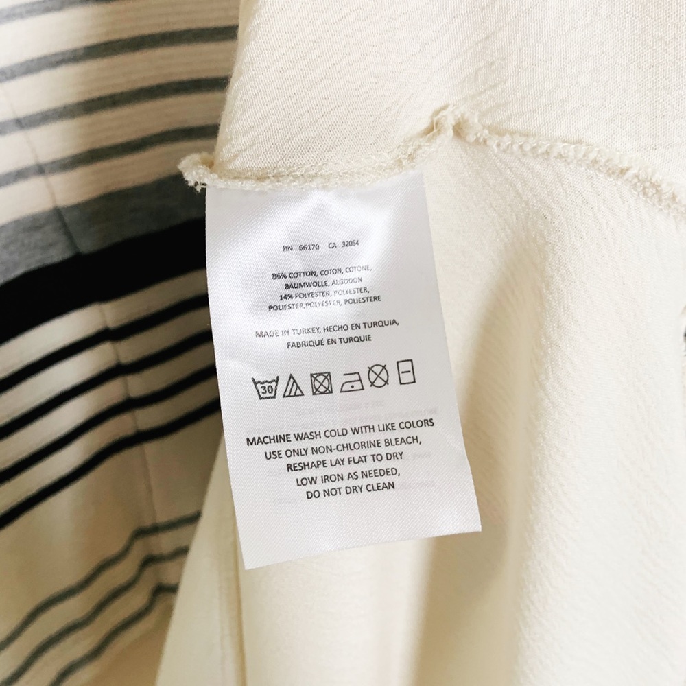 Anthro Deletta Black & Cream Striped Blouse S - Picture 4 of 7